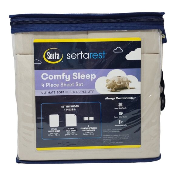 Serta SertaRest Comfy Sleep Sheet Set Sheets Secure Fit On Mattress Twin 4 pc - Picture 1 of 10